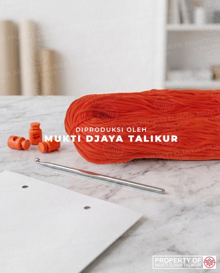 18. Oranye Tua — talikur anyaman jarum PP (Polypropylene) Multifilament warna oranye tua produksi Mukti Djaya Talikur.