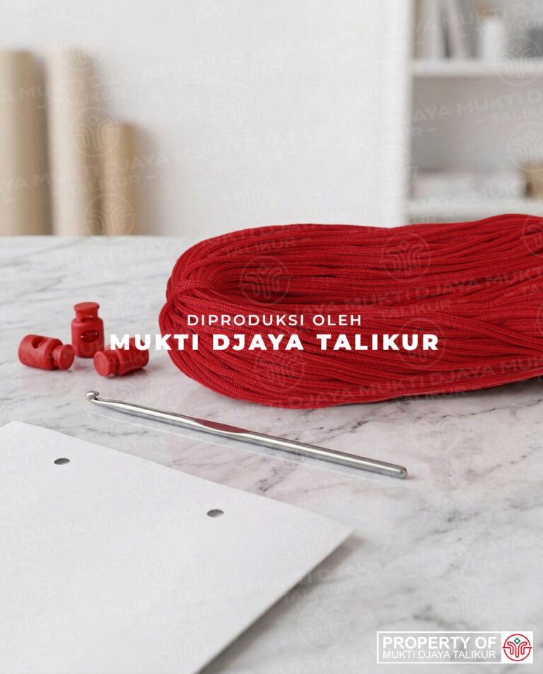 25. Merah Cabai — talikur anyaman jarum PP (Polypropylene) Multifilament warna merah cabai produksi Mukti Djaya Talikur.