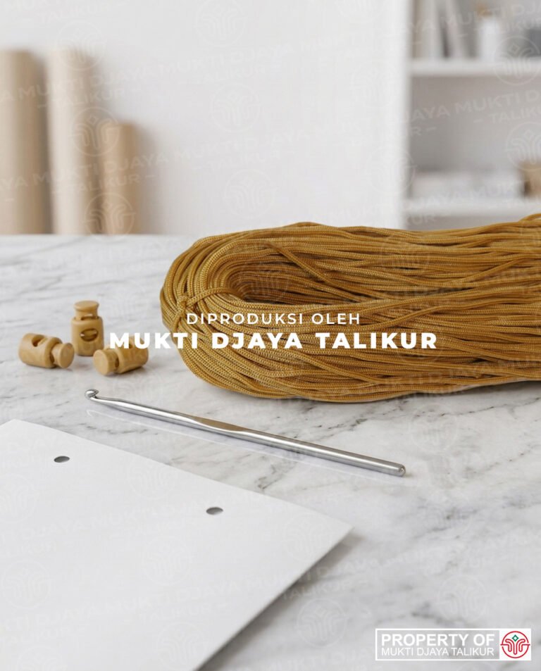 6. Krem Muda — talikur anyaman jarum PP (Polypropylene) Multifilament warna krem muda produksi Mukti Djaya Talikur.