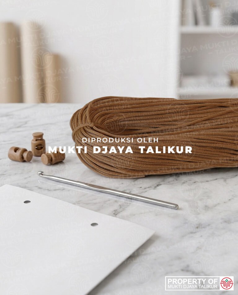 8. Krem — talikur anyaman jarum PP (Polypropylene) Multifilament warna krem produksi Mukti Djaya Talikur.