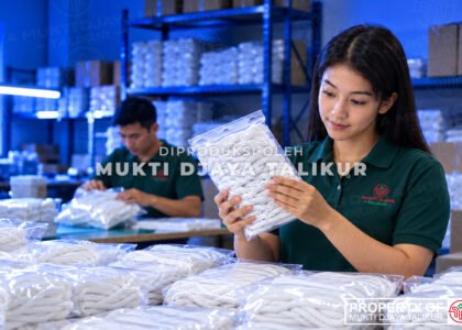 Pemeriksaan talikur putih yang telah dikemas sebagai bagian dari pengecekan produk di Mukti Djaya Talikur.