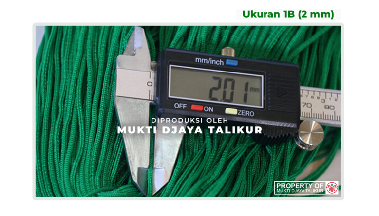 Ukuran talikur anyaman jarum PP (Polypropylene) Multifilament 1B (2 mm) produksi Mukti Djaya Talikur