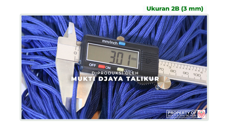 Ukuran talikur anyaman jarum PP (Polypropylene) Multifilament 2B (3 mm) produksi Mukti Djaya Talikur