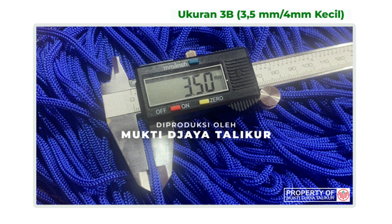Ukuran talikur anyaman jarum PP (Polypropylene) Multifilament 3B (3,5 mm/4mm Kecil) produksi Mukti Djaya Talikur