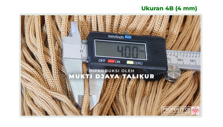 Ukuran talikur anyaman jarum PP (Polypropylene) Multifilament 4B (4 mm) produksi Mukti Djaya Talikur