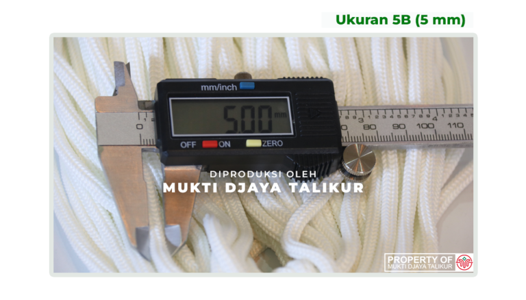 Ukuran talikur anyaman jarum POY (Partially Oriented Yarn) 5B (5 mm) produksi Mukti Djaya Talikur