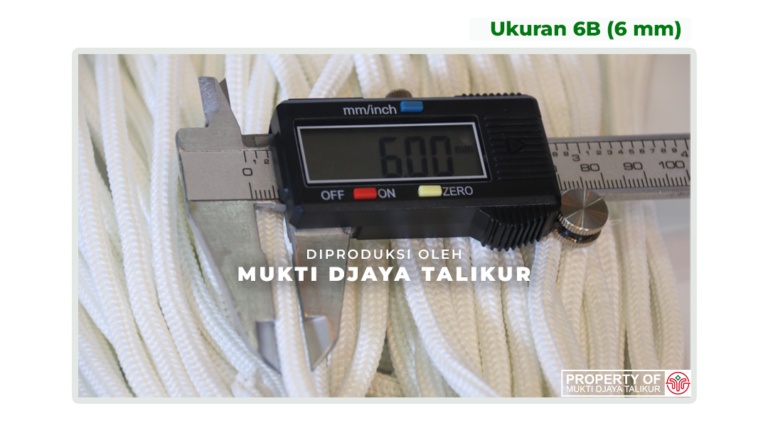 Ukuran talikur anyaman jarum POY (Partially Oriented Yarn) 6B (6 mm) produksi Mukti Djaya Talikur
