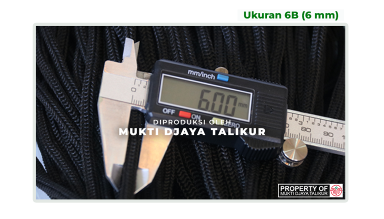 Ukuran talikur anyaman jarum PP (Polypropylene) Multifilament 6B (6 mm) produksi Mukti Djaya Talikur