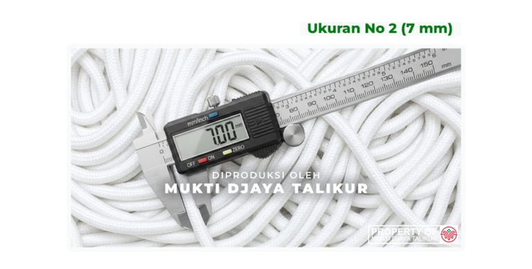 Ukuran No. 2 (7 mm) talikur anyaman kepang polyester dengan isi kain / talikur anyaman jarum, produksi Mukti Djaya Talikur.